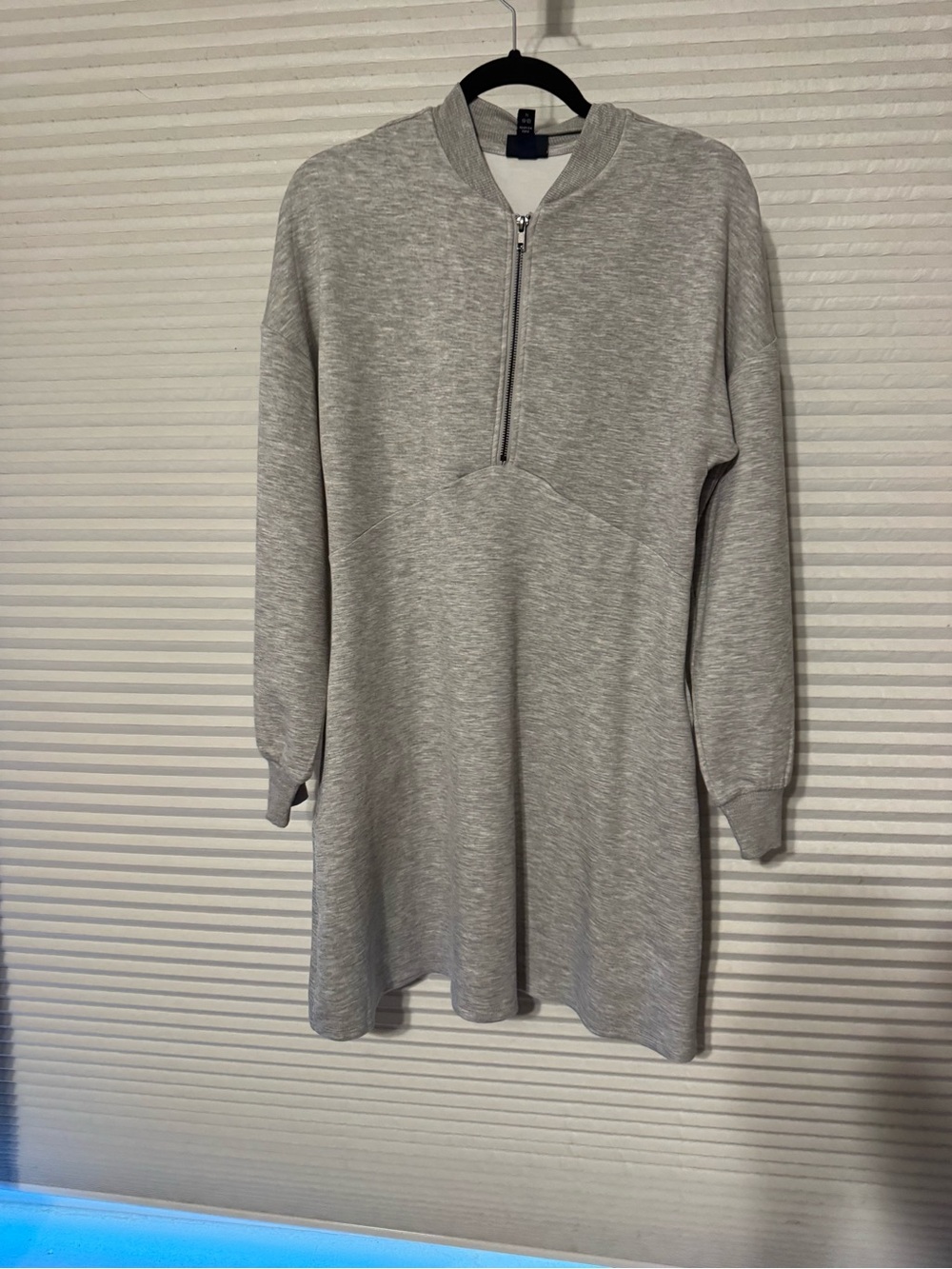 Long Sleeve Heather Gray Zip-Front Women's Dress